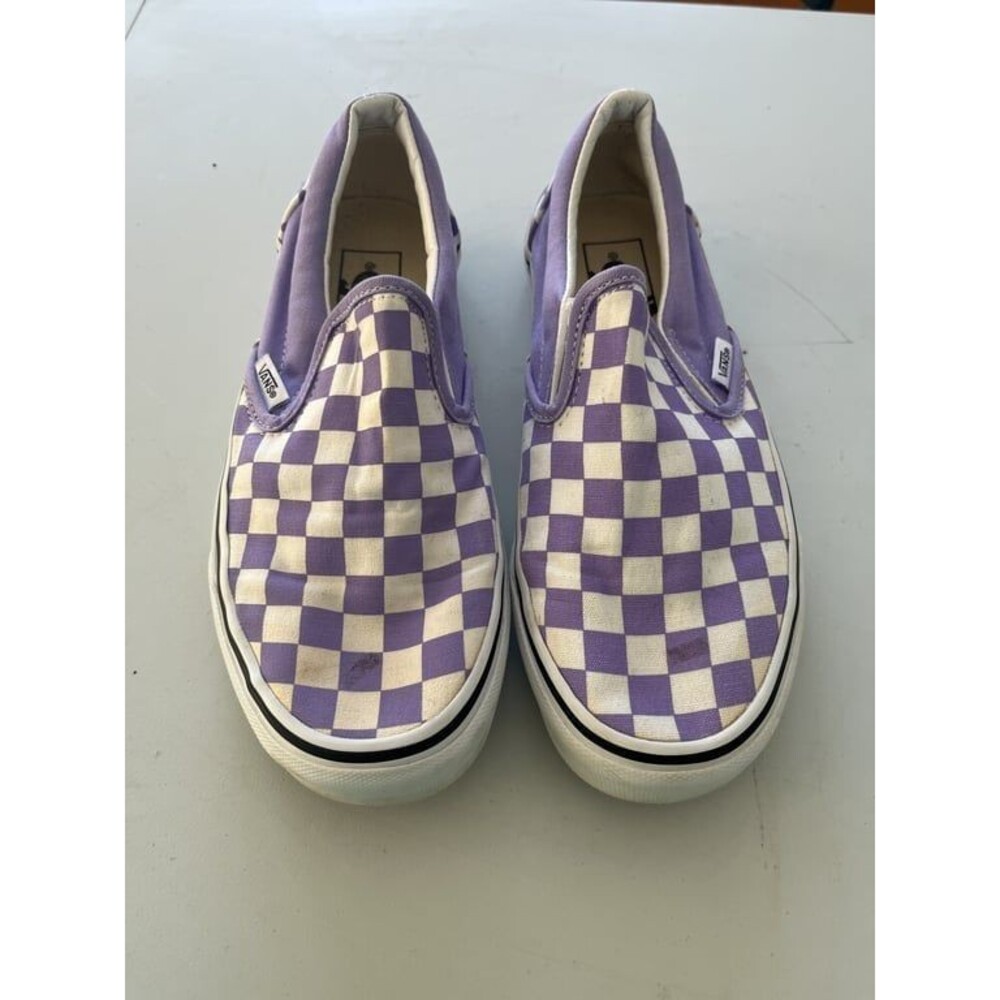 Vans Purple and White Checkered Flats